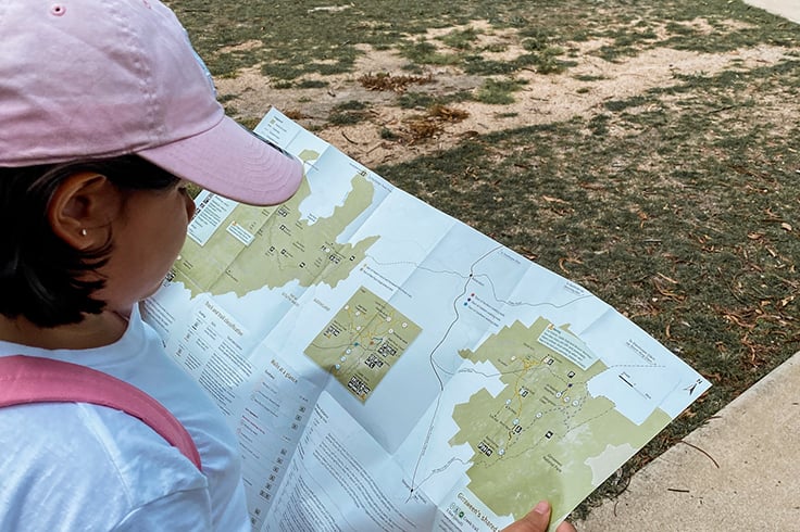 Girl with Girraween National Park Map 