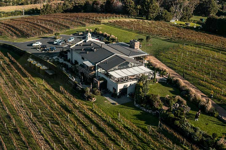 Drone shot of winery on Waiheke Island