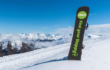 JUCY snowboard on ski slope