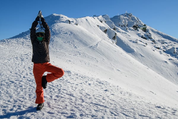 Person posing on ski field