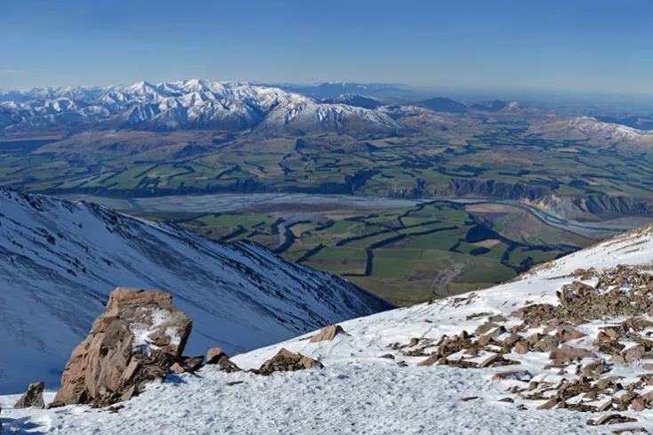 Rakaia River Valley from the Top of Mount Hutt Ski Field, Canterbury, New Zealand
