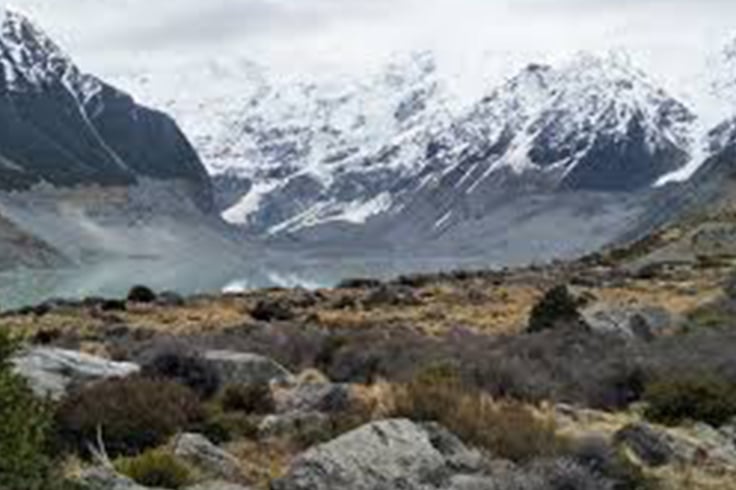 Snowy mountains South Island New Zealand