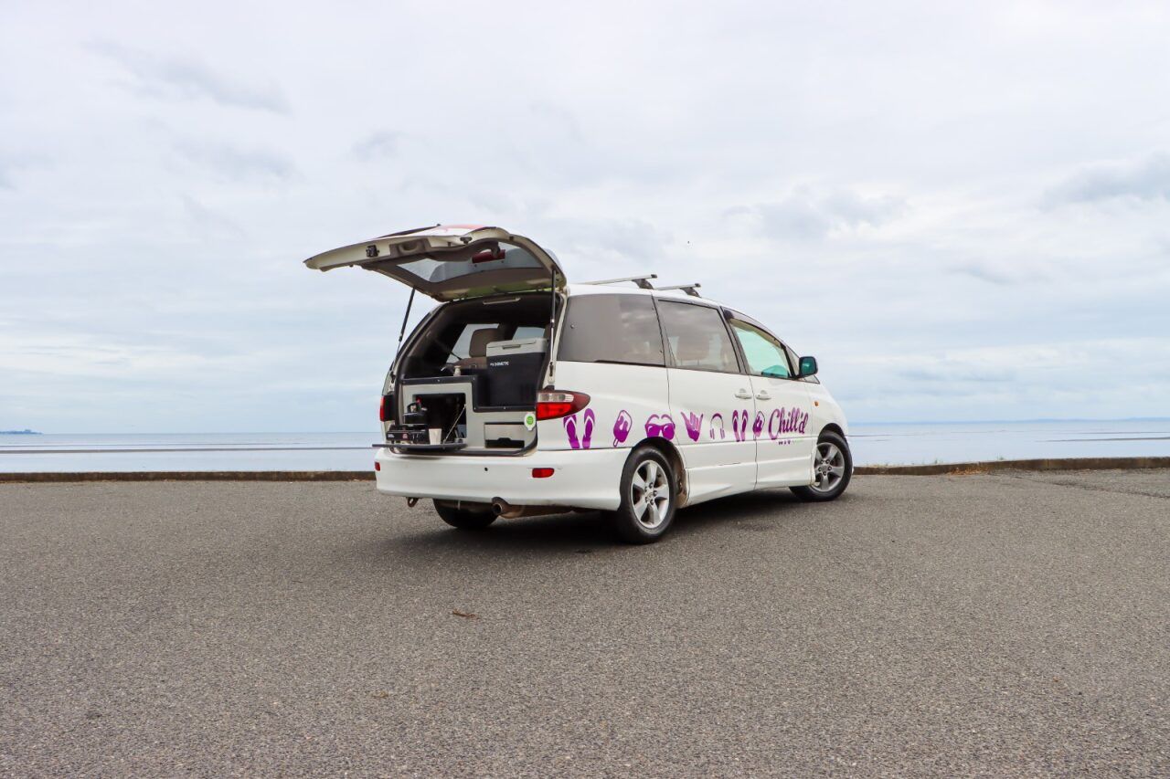 Cloudbreak Campervan with rear fridge and kitchen setup